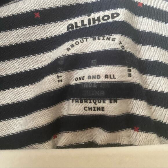 Allihop Anthropologie | Striped Wraparound Cardigan Sweater Top Navy Cream Small - Picture 7 of 8